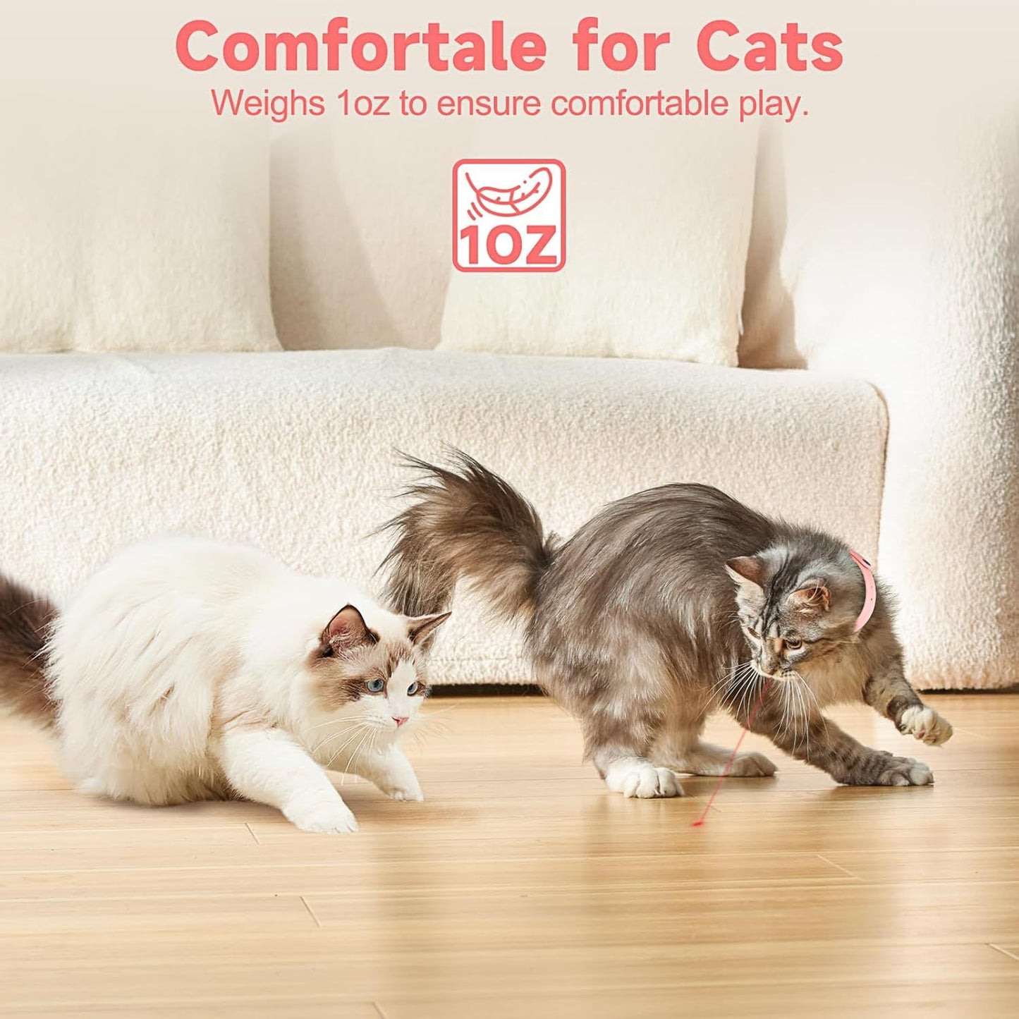 Wearable Automatic Cat Toys With LED Lights Electric Smart Amusing Collar For Kitten Interactive Cat Toys For Indoor Cats Pet Exercise Toys USB Rechargeable Auto On Off