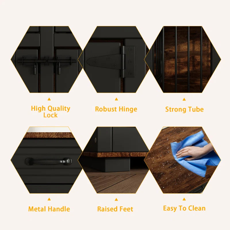 Dorilal Large Dog Crate Furniture with 2 Drawers and Divider