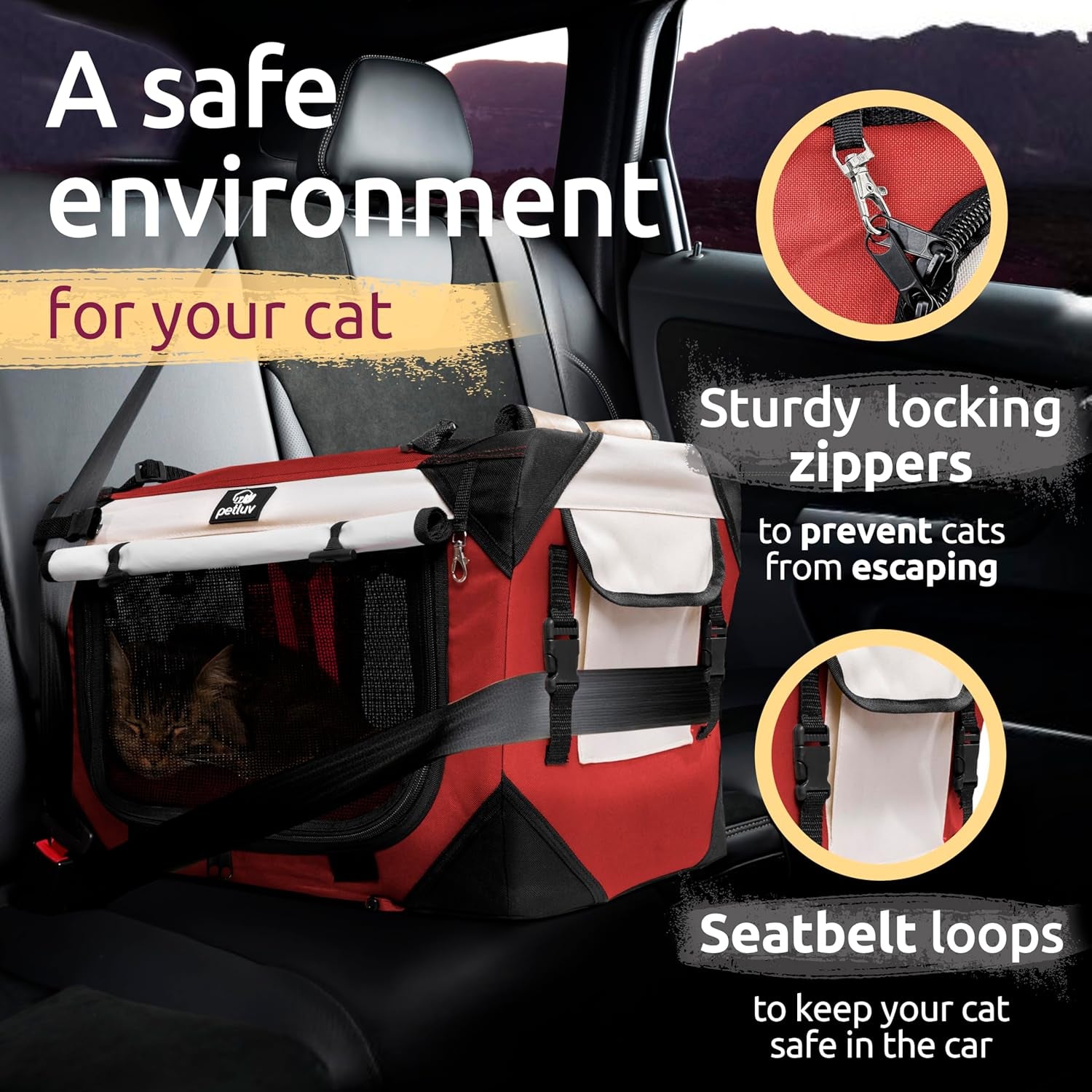 Large Cat Carrier & Dog Carrier for 2 Cats or Medium Dog. Soft Sided Pet Carrier for Travel. Collapsible, Portable with Soft Bed, Top & Side Loading, Locking Zippers, Puppy Crate & Kennel