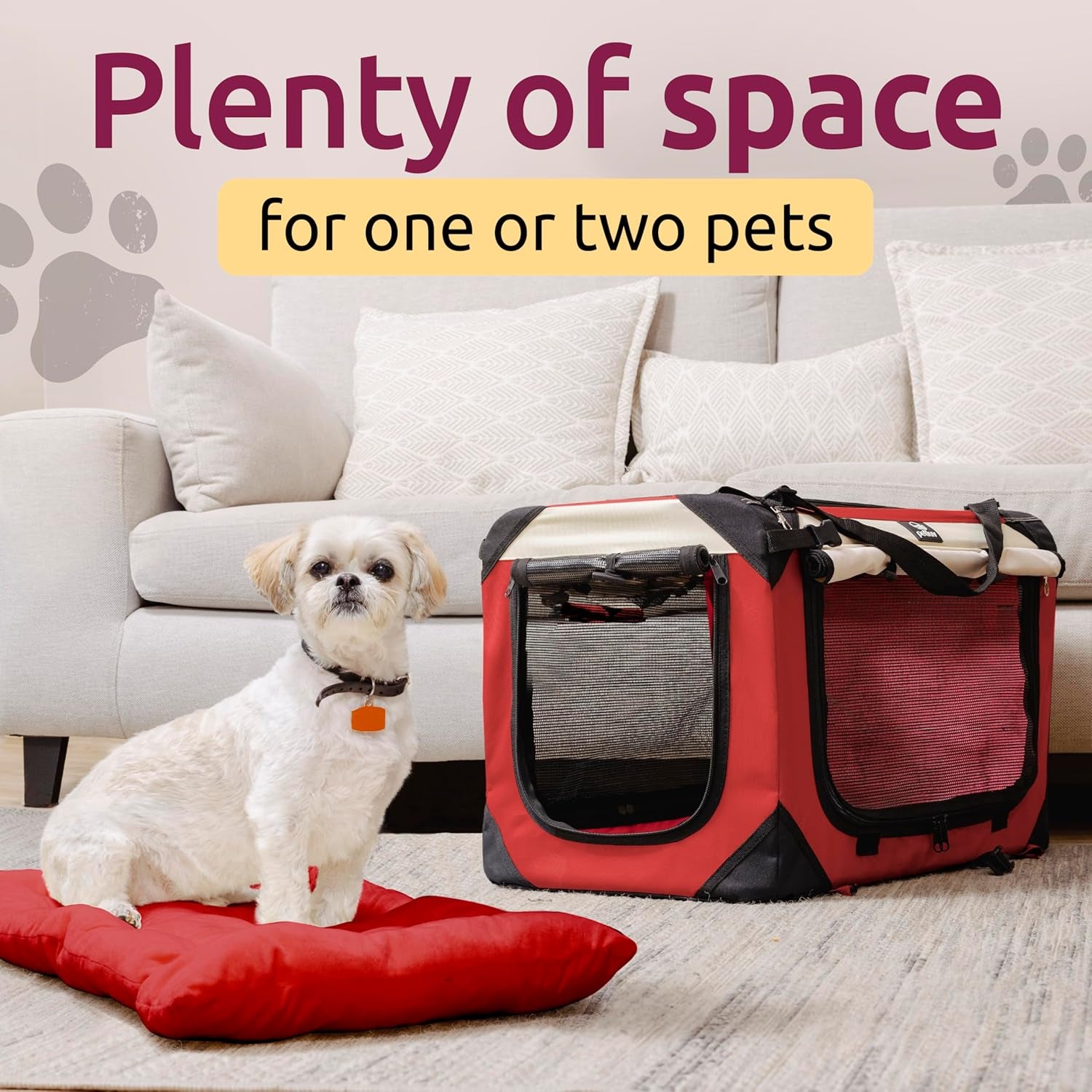 Large Cat Carrier & Dog Carrier for 2 Cats or Medium Dog. Soft Sided Pet Carrier for Travel. Collapsible, Portable with Soft Bed, Top & Side Loading, Locking Zippers, Puppy Crate & Kennel