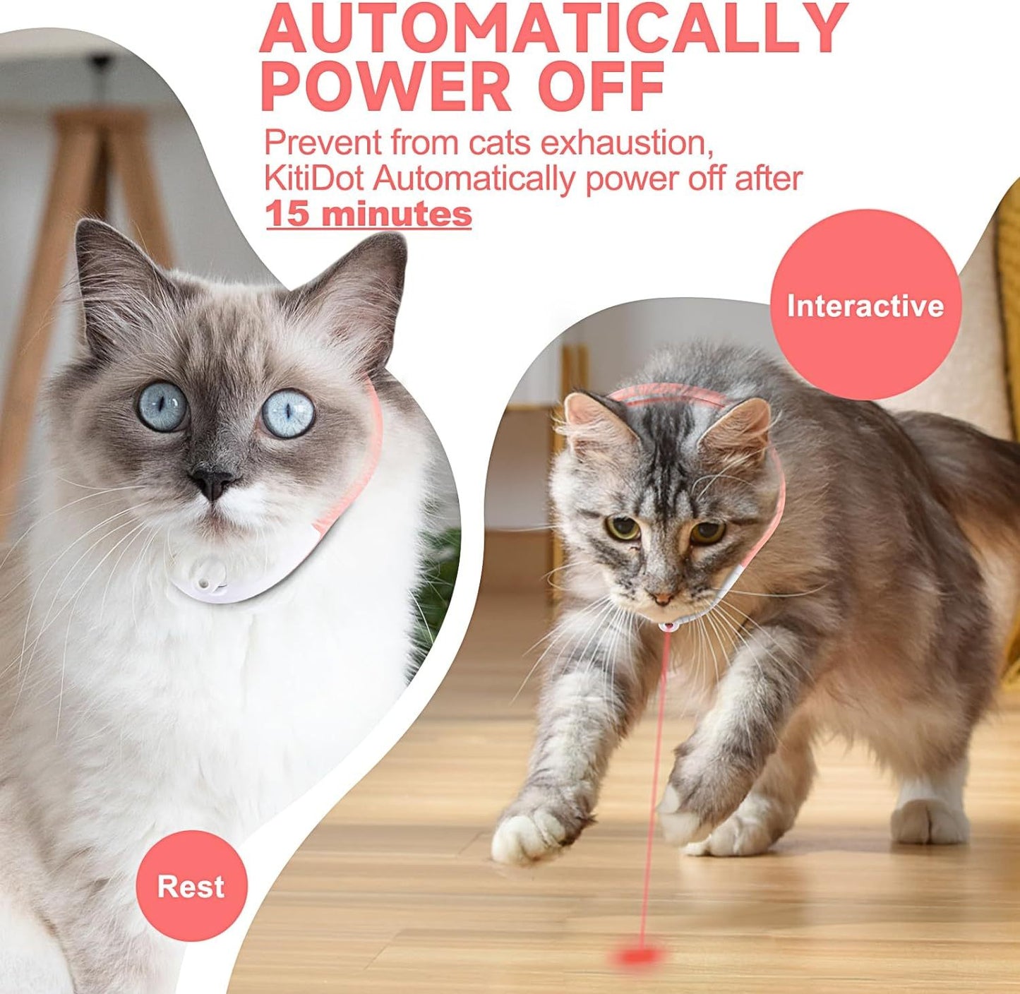 Wearable Automatic Cat Toys With LED Lights Electric Smart Amusing Collar For Kitten Interactive Cat Toys For Indoor Cats Pet Exercise Toys USB Rechargeable Auto On Off