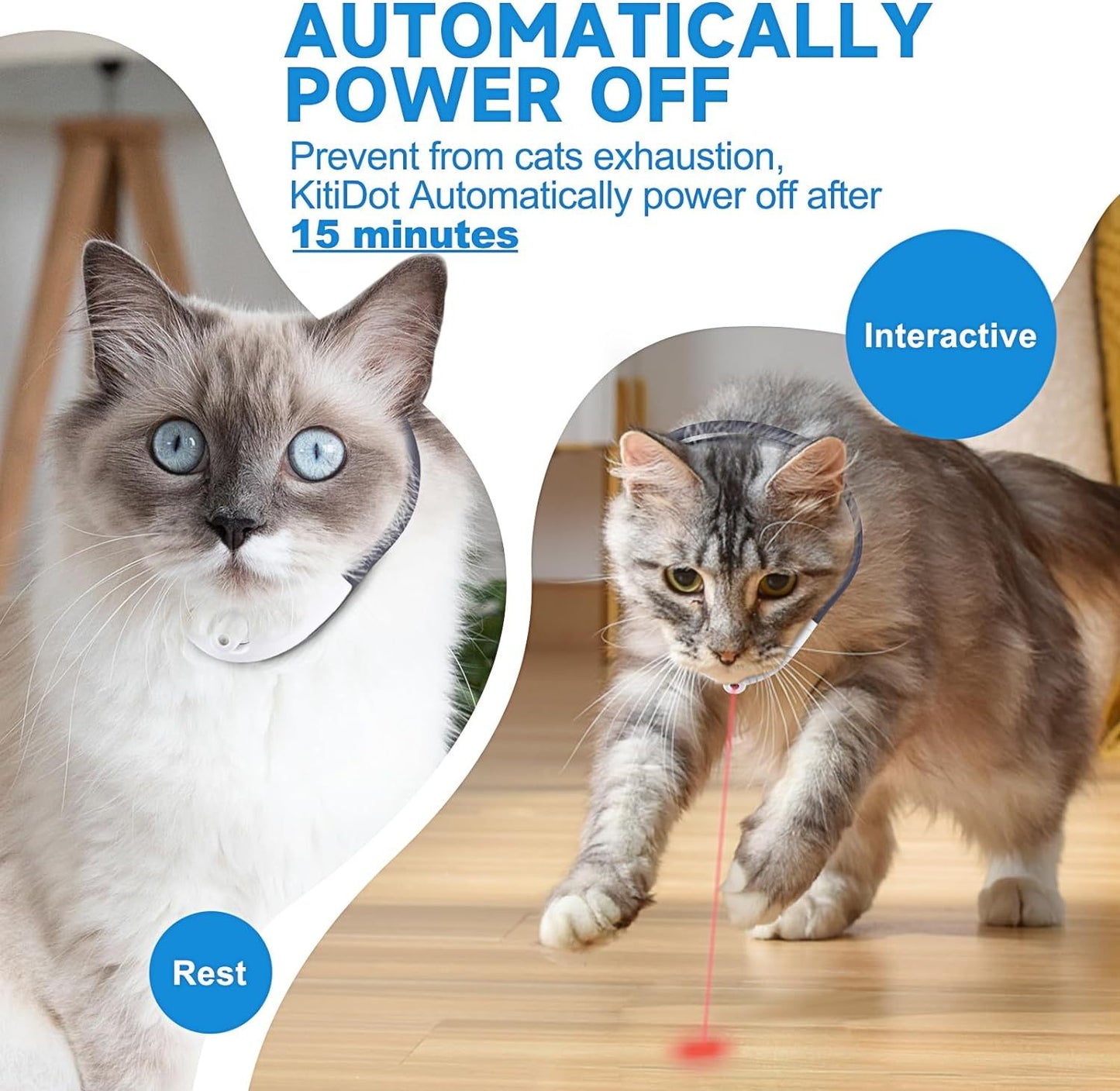 Wearable Automatic Cat Toys With LED Lights Electric Smart Amusing Collar For Kitten Interactive Cat Toys For Indoor Cats Pet Exercise Toys USB Rechargeable Auto On Off