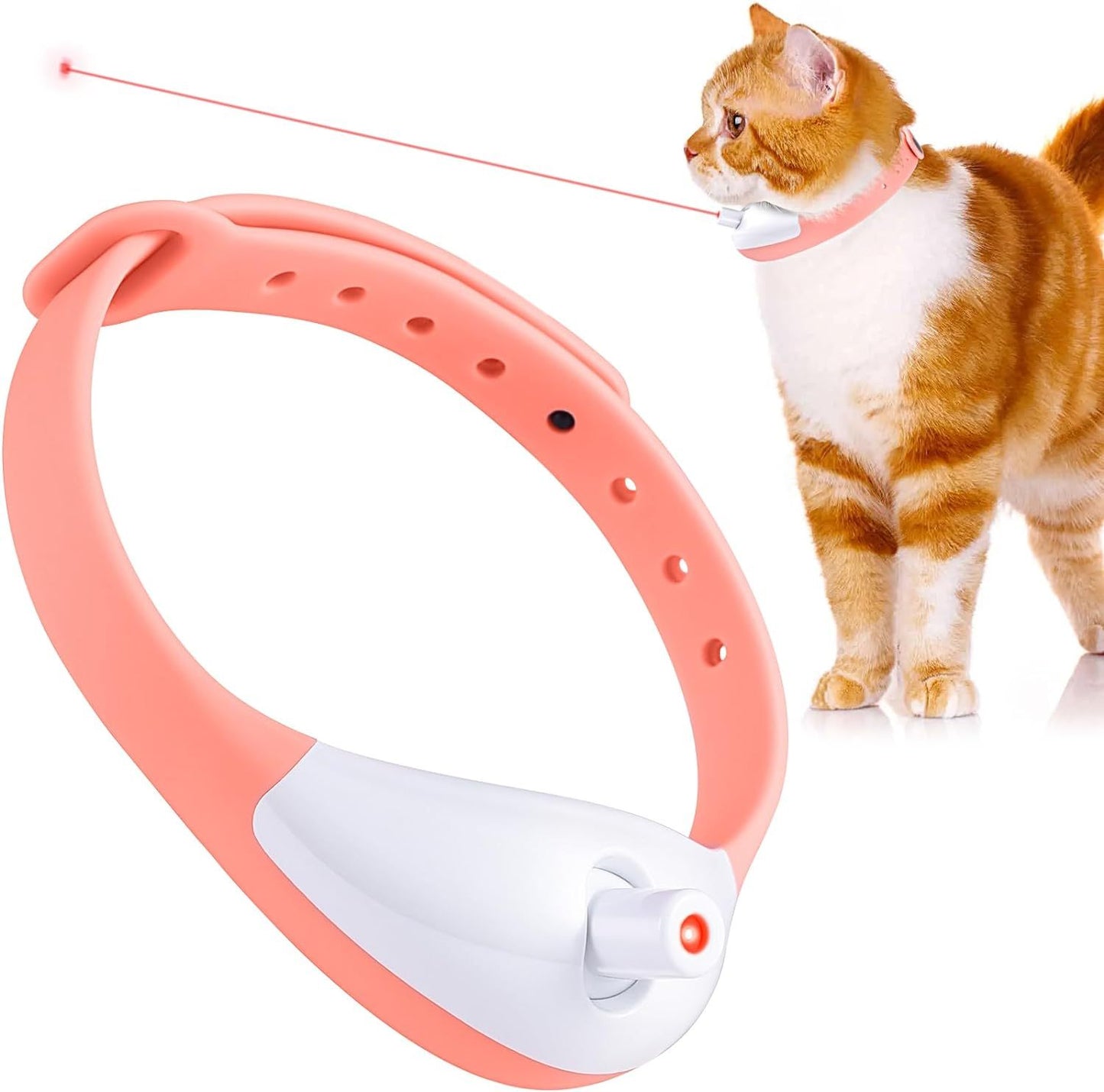 Wearable Automatic Cat Toys With LED Lights Electric Smart Amusing Collar For Kitten Interactive Cat Toys For Indoor Cats Pet Exercise Toys USB Rechargeable Auto On Off