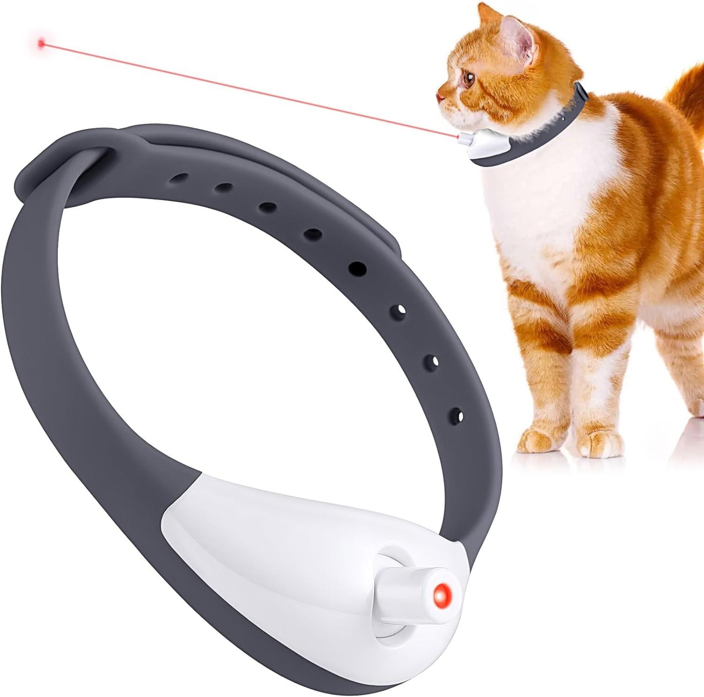 Wearable Automatic Cat Toys With LED Lights Electric Smart Amusing Collar For Kitten Interactive Cat Toys For Indoor Cats Pet Exercise Toys USB Rechargeable Auto On Off