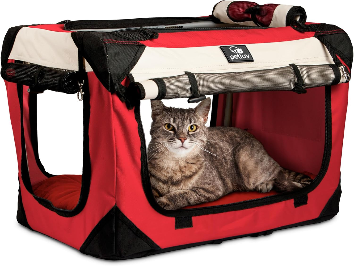 Large Cat Carrier & Dog Carrier for 2 Cats or Medium Dog. Soft Sided Pet Carrier for Travel. Collapsible, Portable with Soft Bed, Top & Side Loading, Locking Zippers, Puppy Crate & Kennel