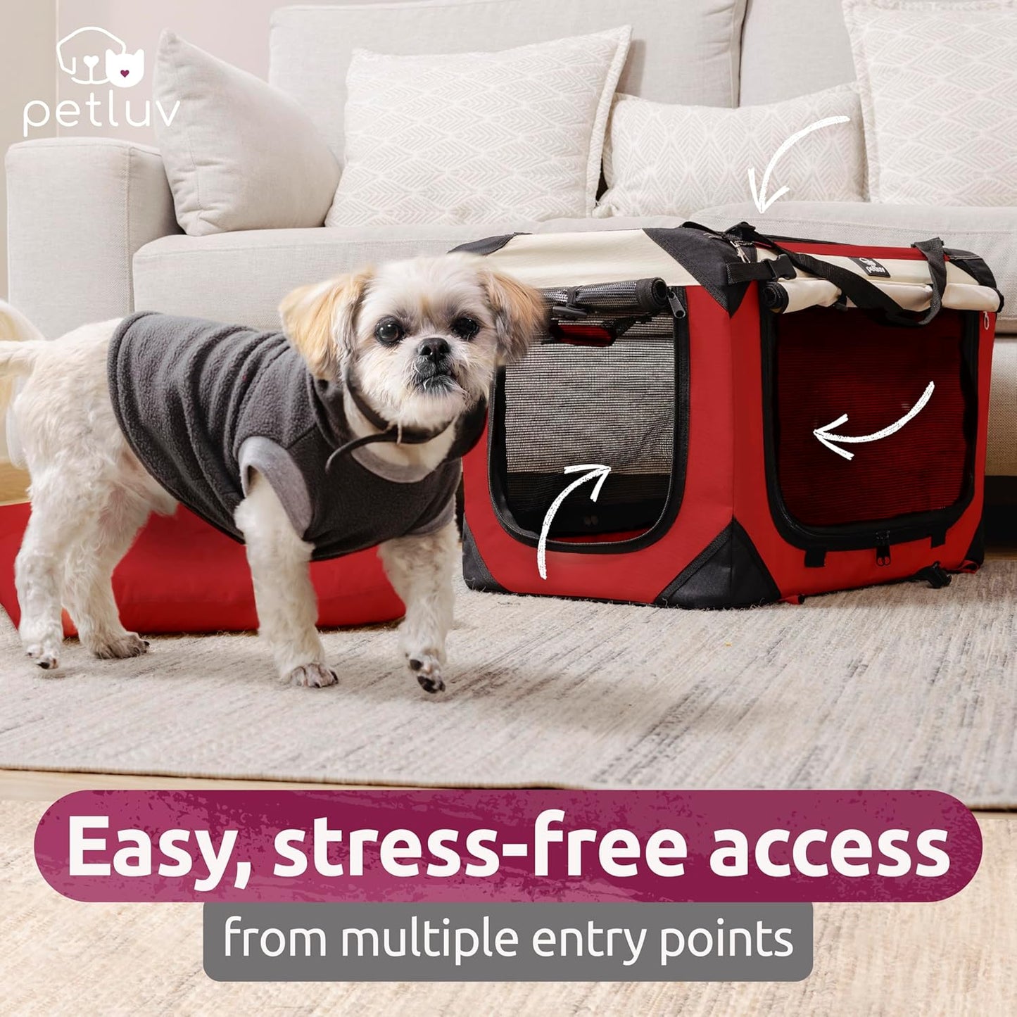 Large Cat Carrier & Dog Carrier for 2 Cats or Medium Dog. Soft Sided Pet Carrier for Travel. Collapsible, Portable with Soft Bed, Top & Side Loading, Locking Zippers, Puppy Crate & Kennel