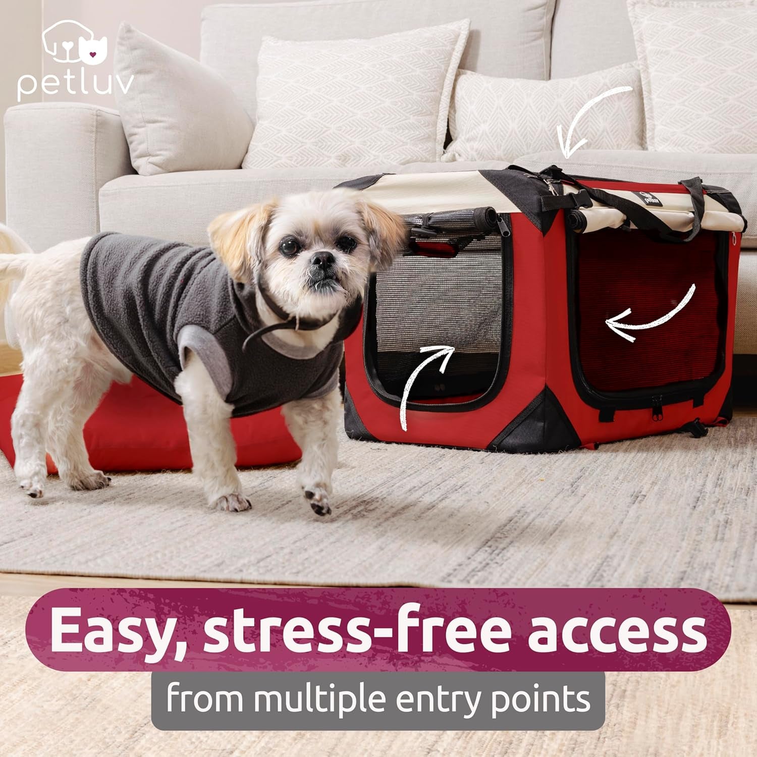 Large Cat Carrier & Dog Carrier for 2 Cats or Medium Dog. Soft Sided Pet Carrier for Travel. Collapsible, Portable with Soft Bed, Top & Side Loading, Locking Zippers, Puppy Crate & Kennel