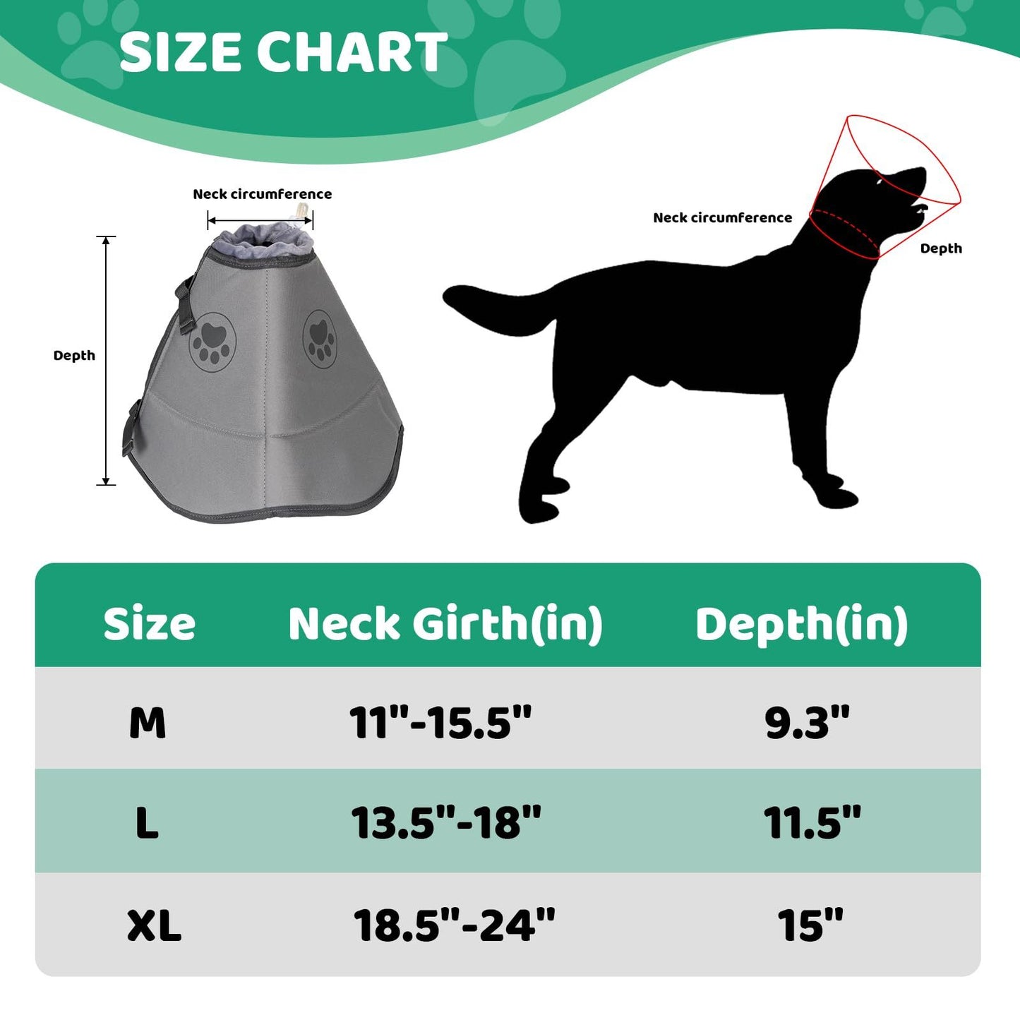IFurffy Dog Cone For After Surgery,Breathable Soft Dog Cone For Large Medium Small Size Dog, Adjustable Drawstring And Buckle Dog Recovery Collar To Stop Licking And Scratching Wound ,L