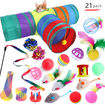Pet Cat Toy Set 21 Pieces Of Cat Channel Funny Cat Stick