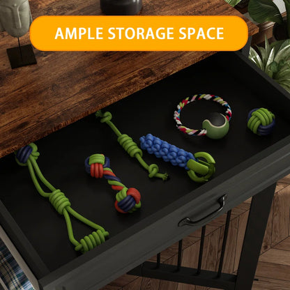 Dorilal Large Dog Crate Furniture with 2 Drawers and Divider