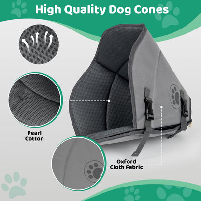 IFurffy Dog Cone For After Surgery,Breathable Soft Dog Cone For Large Medium Small Size Dog, Adjustable Drawstring And Buckle Dog Recovery Collar To Stop Licking And Scratching Wound ,L